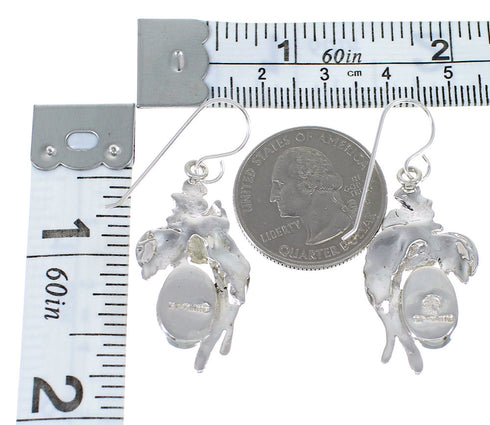 Genuine Sterling Silver Turquoise Hook Dangle Flower Earrings AX51386